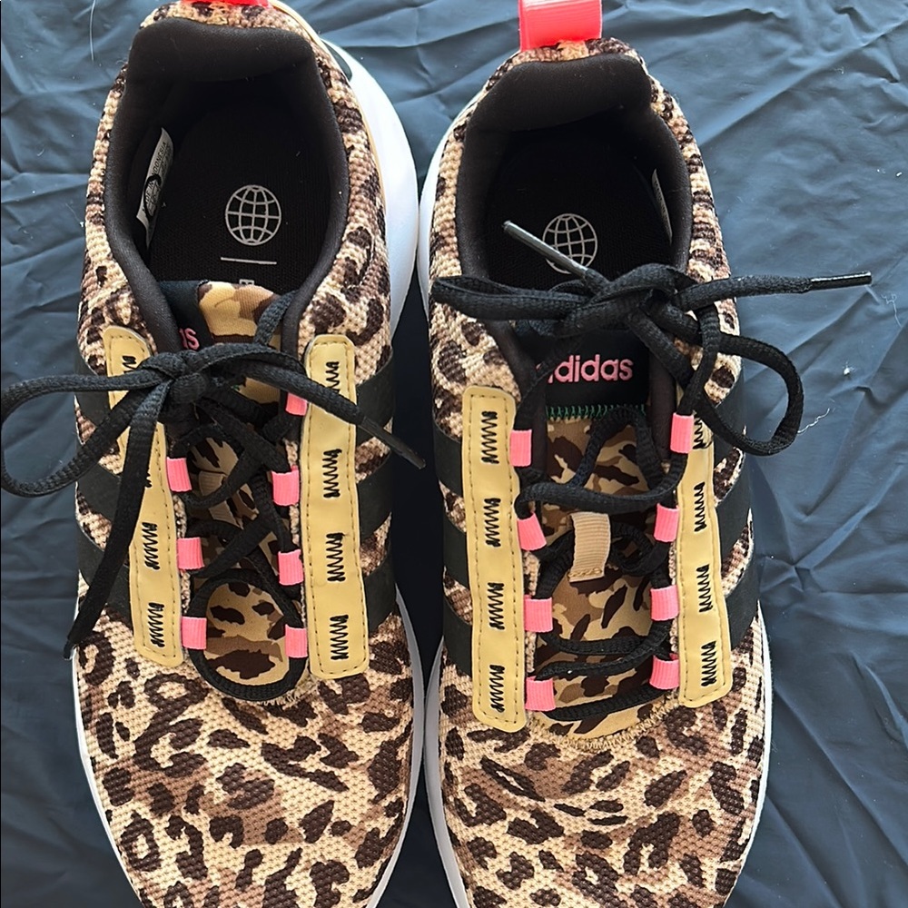 Adidas Leopard Print Sneakers with Pink Accents